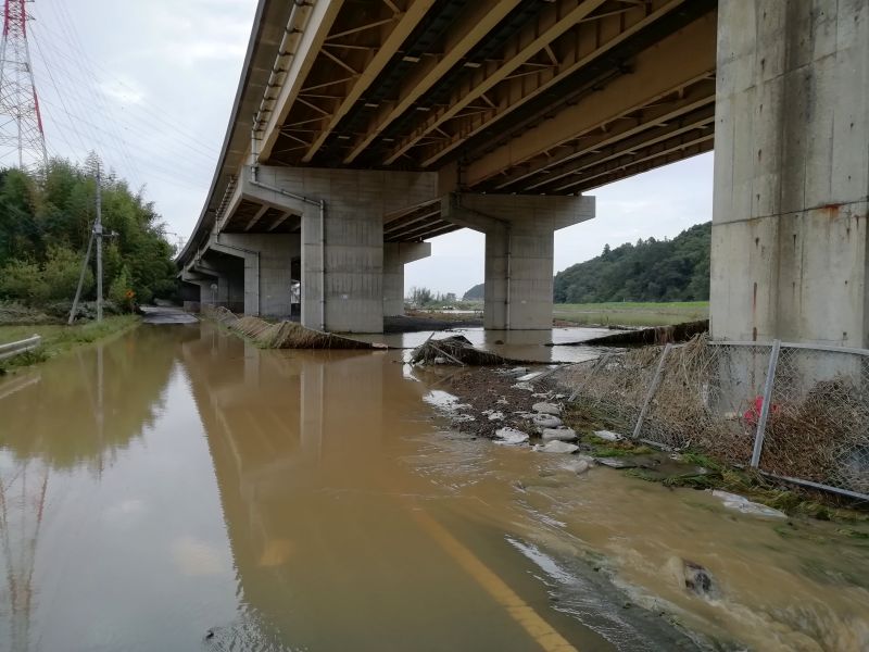 浸水した道路