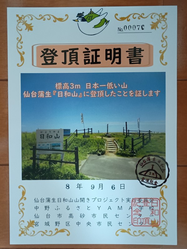 登頂証明書